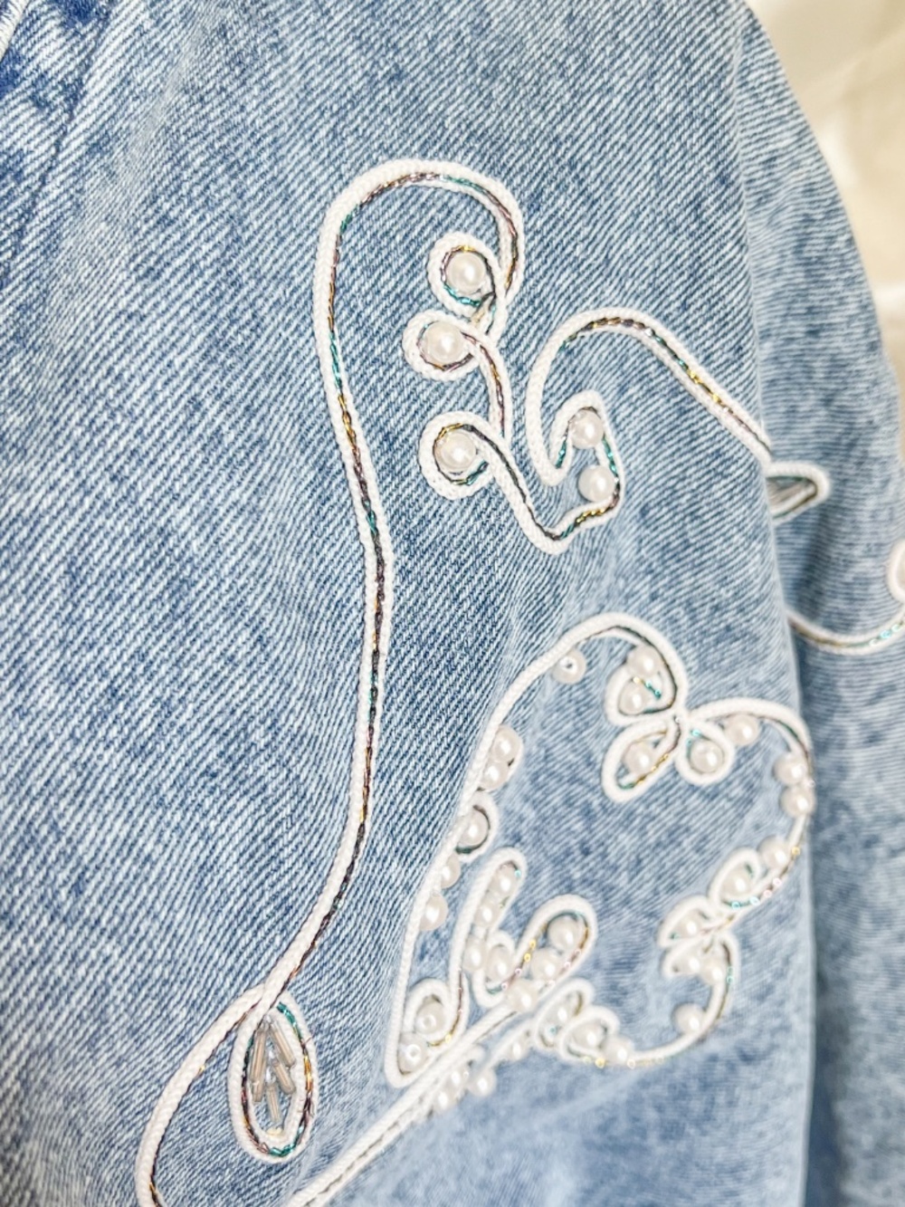 Vintage Jensen Embroidered Acid Wash Denim Jacket - Picture 8 of 10